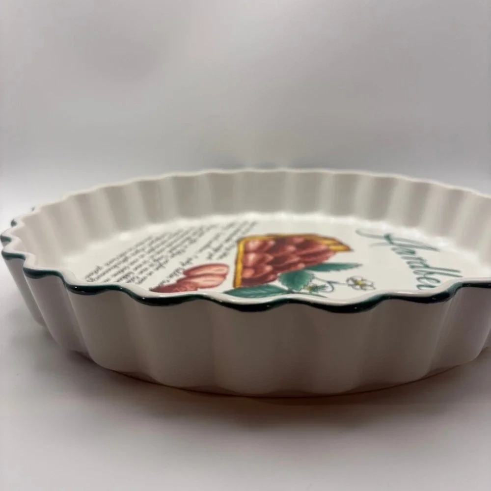 Vintage Japan Ceramic Aardbeientaart Strawberry Tart Recipe Fluted Quiche Dish
